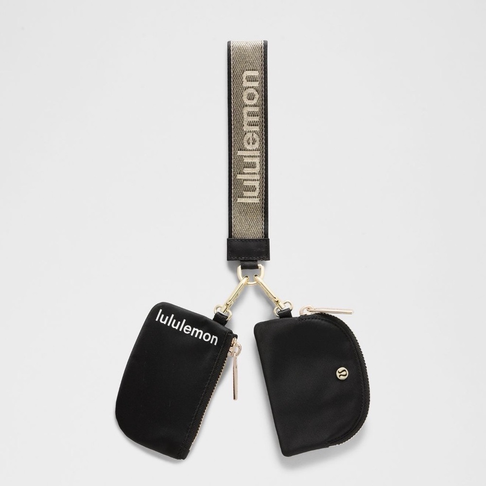 Lululemon Black Dual Pouch Wrislet Wordmark with Gold Accents - Picture 1 of 6